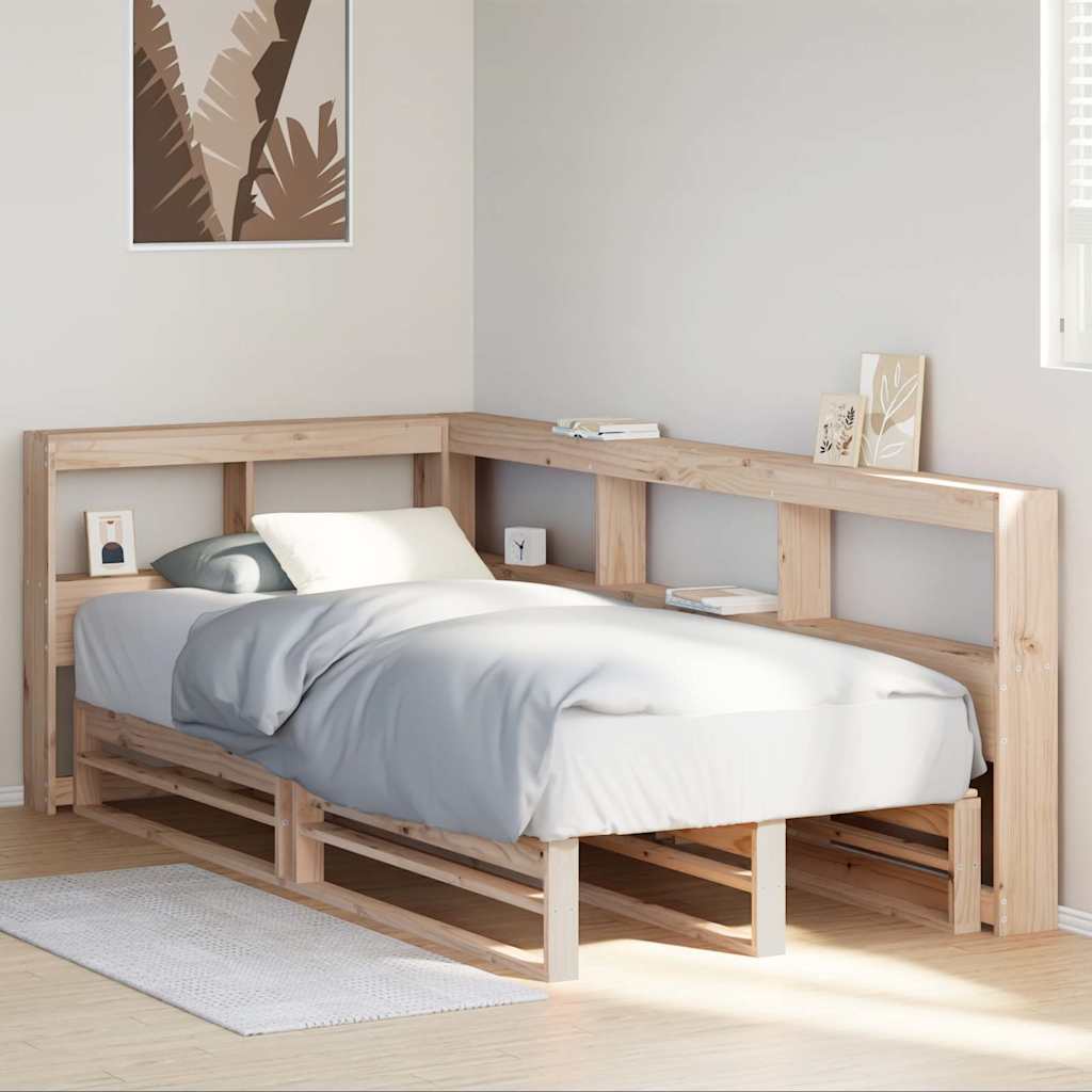 vidaXL Cama con estantería sin colchón madera maciza de pino 100x200cm