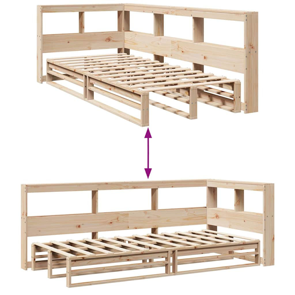 vidaXL Cama con estantería sin colchón madera maciza de pino 100x200cm