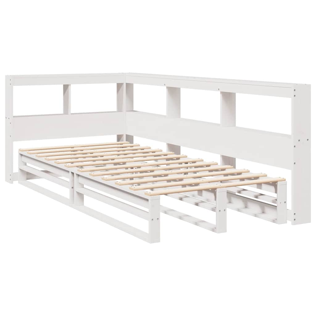 vidaXL Cama con estantería sin colchón madera maciza blanca 100x200 cm