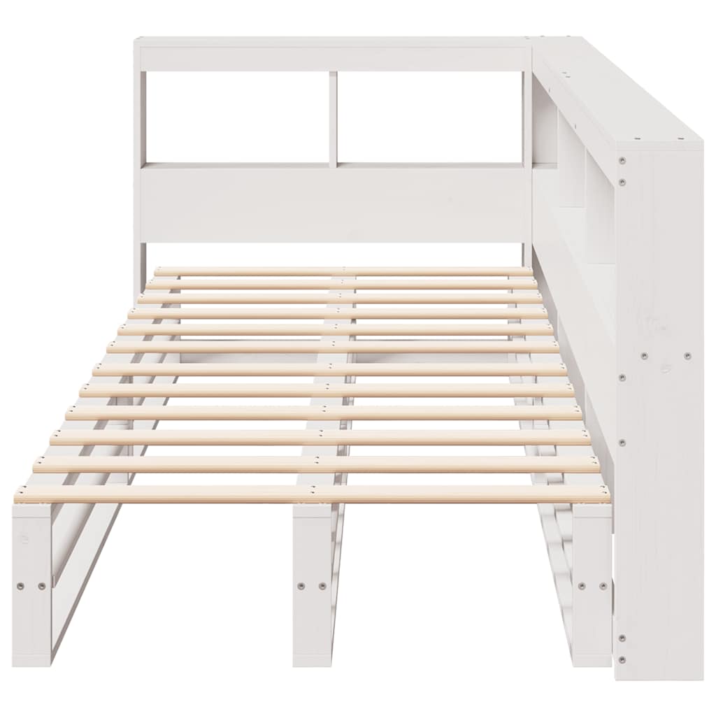 vidaXL Cama con estantería sin colchón madera maciza blanca 100x200 cm