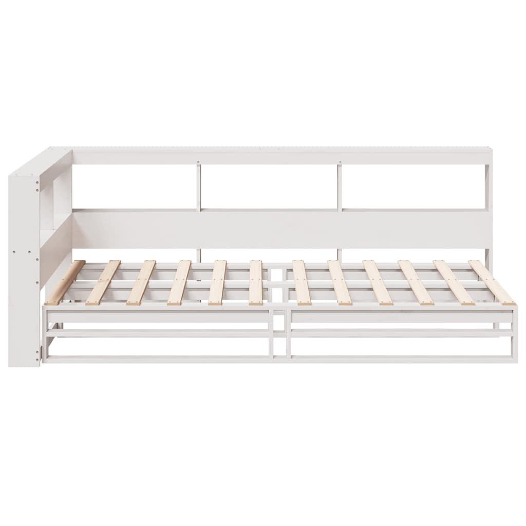 vidaXL Cama con estantería sin colchón madera maciza blanca 100x200 cm