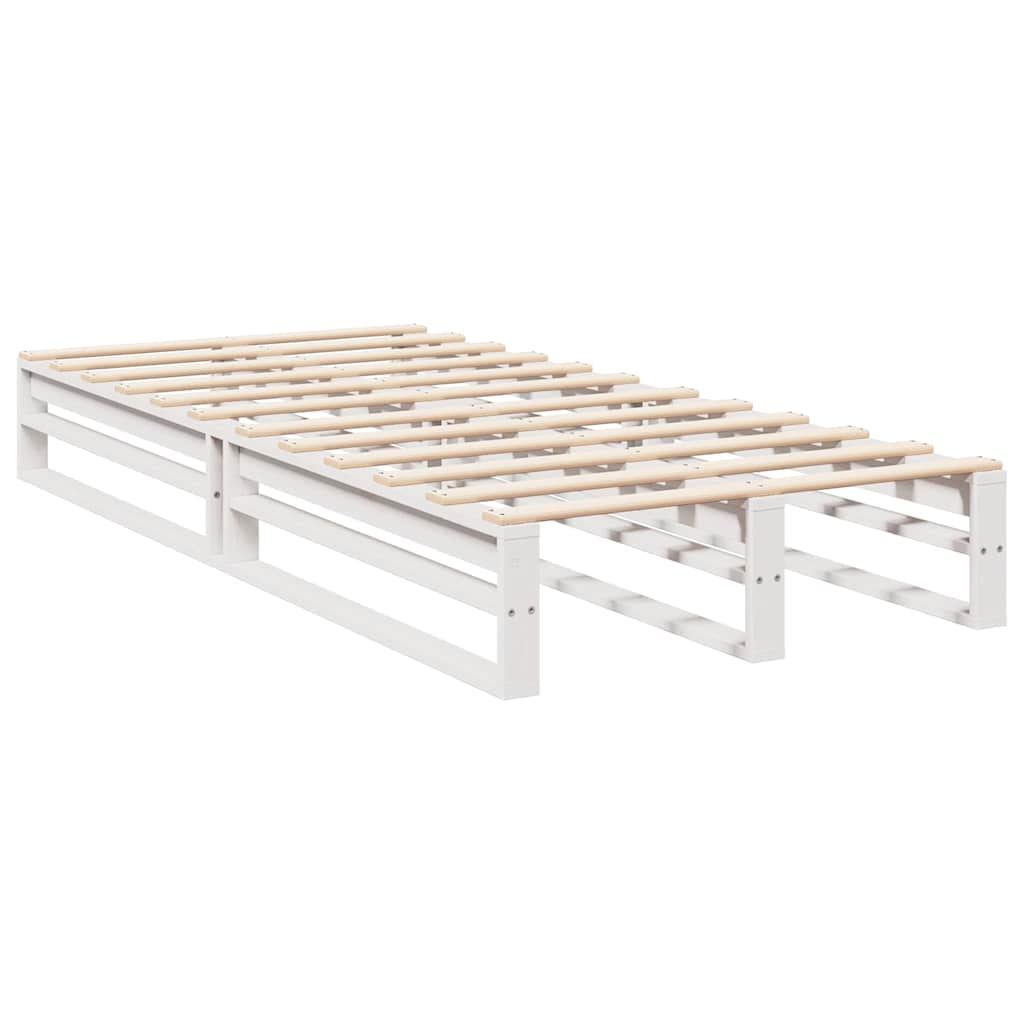 vidaXL Cama con estantería sin colchón madera maciza blanca 100x200 cm