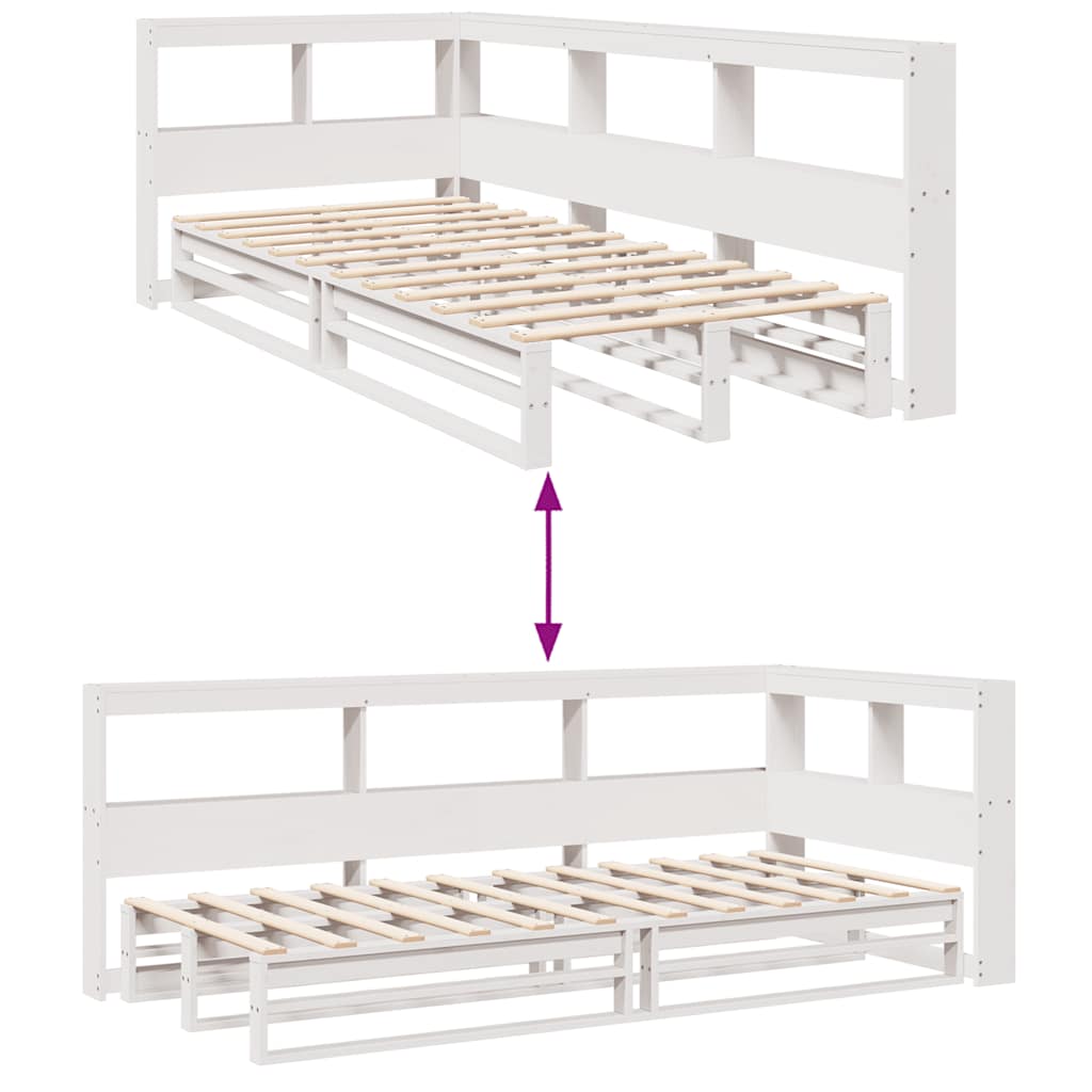 vidaXL Cama con estantería sin colchón madera maciza blanca 100x200 cm