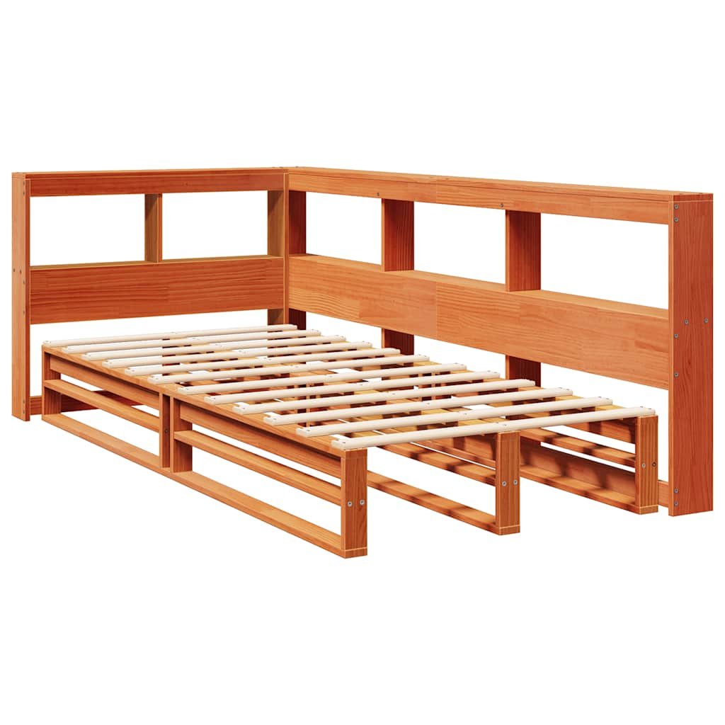 vidaXL Cama con estantería sin colchón madera maciza marrón 100x200 cm