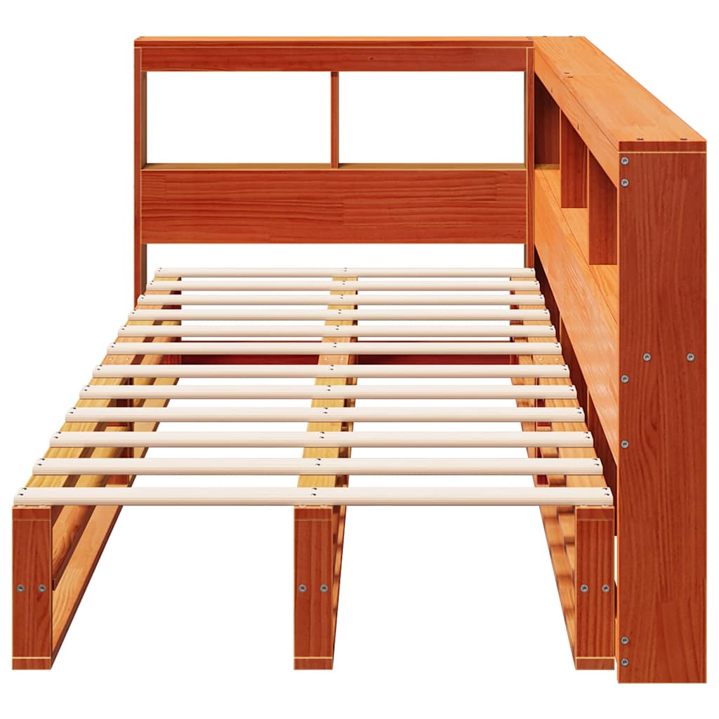 vidaXL Cama con estantería sin colchón madera maciza marrón 100x200 cm