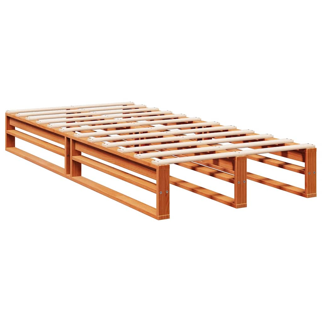 vidaXL Cama con estantería sin colchón madera maciza marrón 100x200 cm