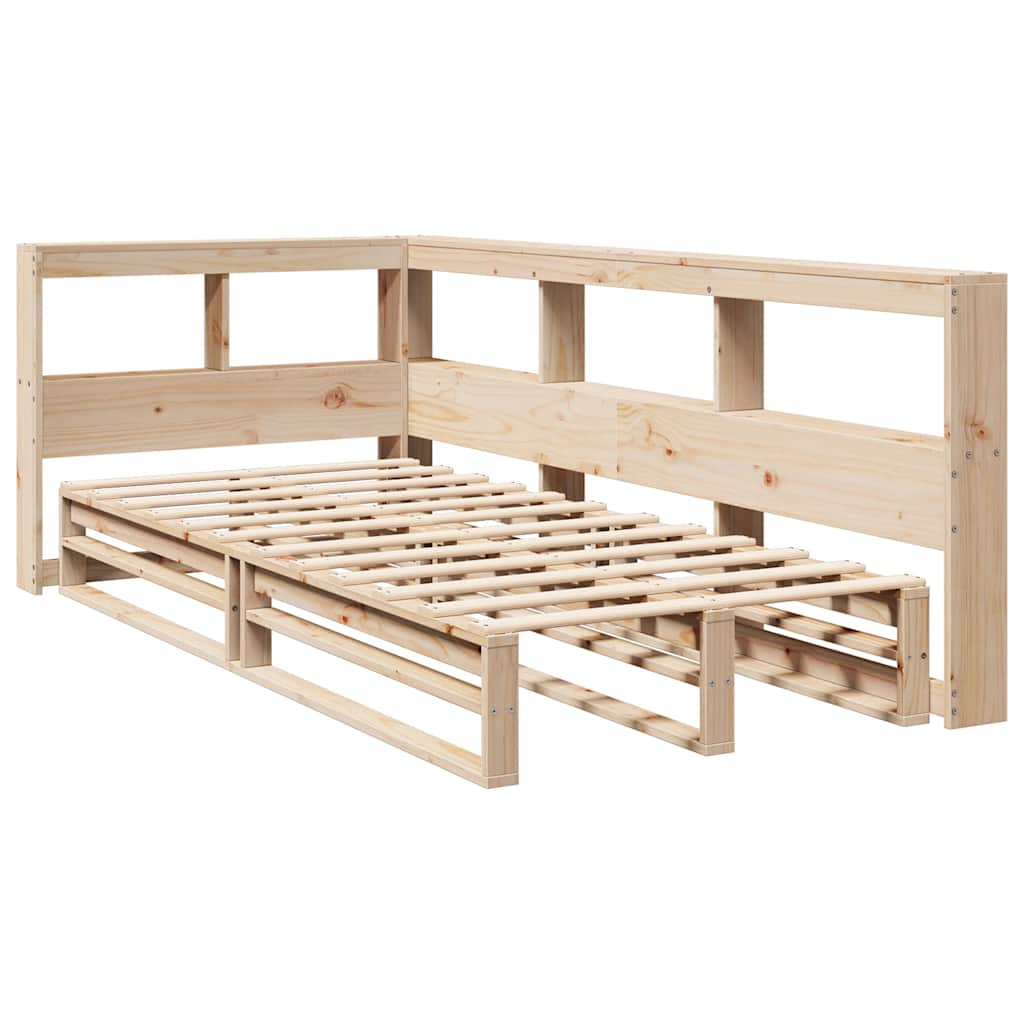 vidaXL Cama con estantería sin colchón madera maciza de pino 90x200 cm