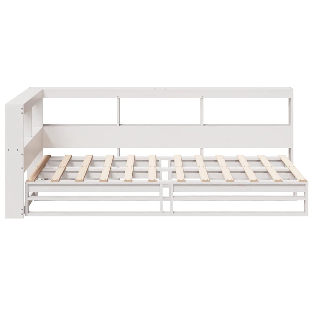 vidaXL Cama con estantería sin colchón madera maciza blanco 90x200 cm