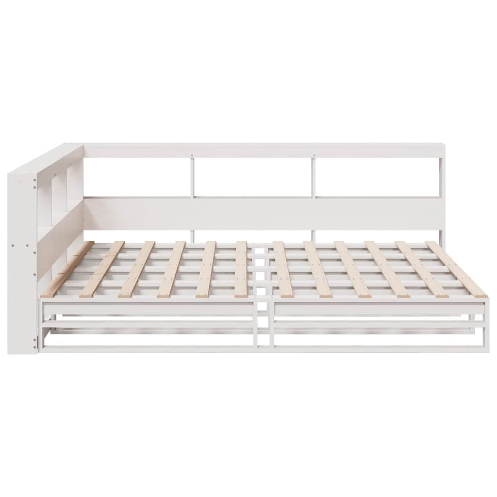 vidaXL Cama con estantería sin colchón madera maciza blanca 140x190 cm