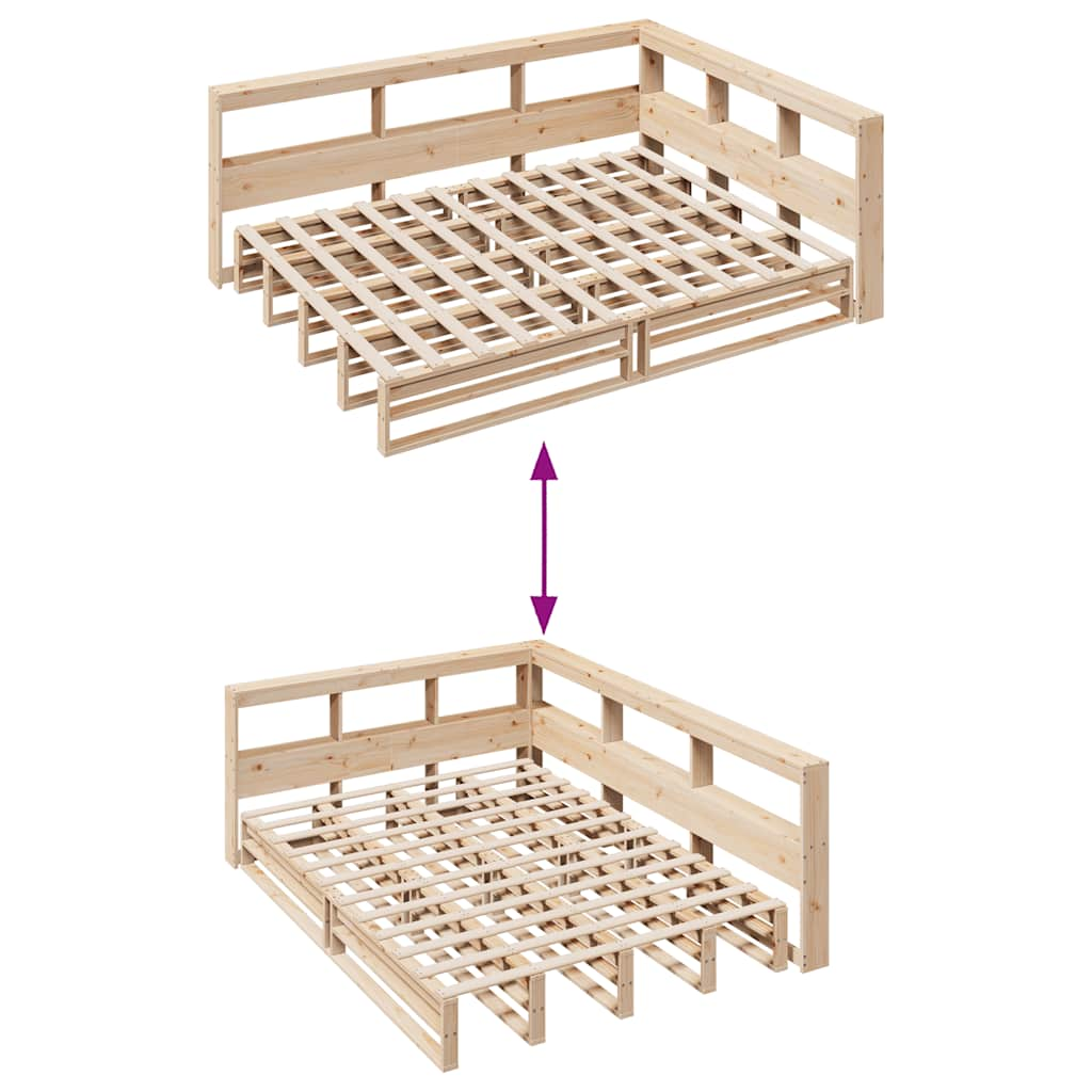 vidaXL Cama con estantería sin colchón madera maciza de pino 135x190cm