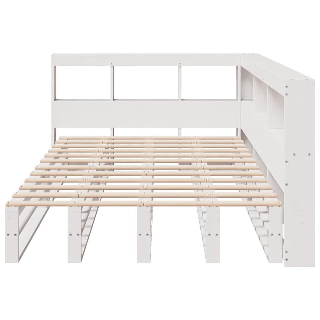 vidaXL Cama con estantería sin colchón madera maciza blanca 120x190 cm