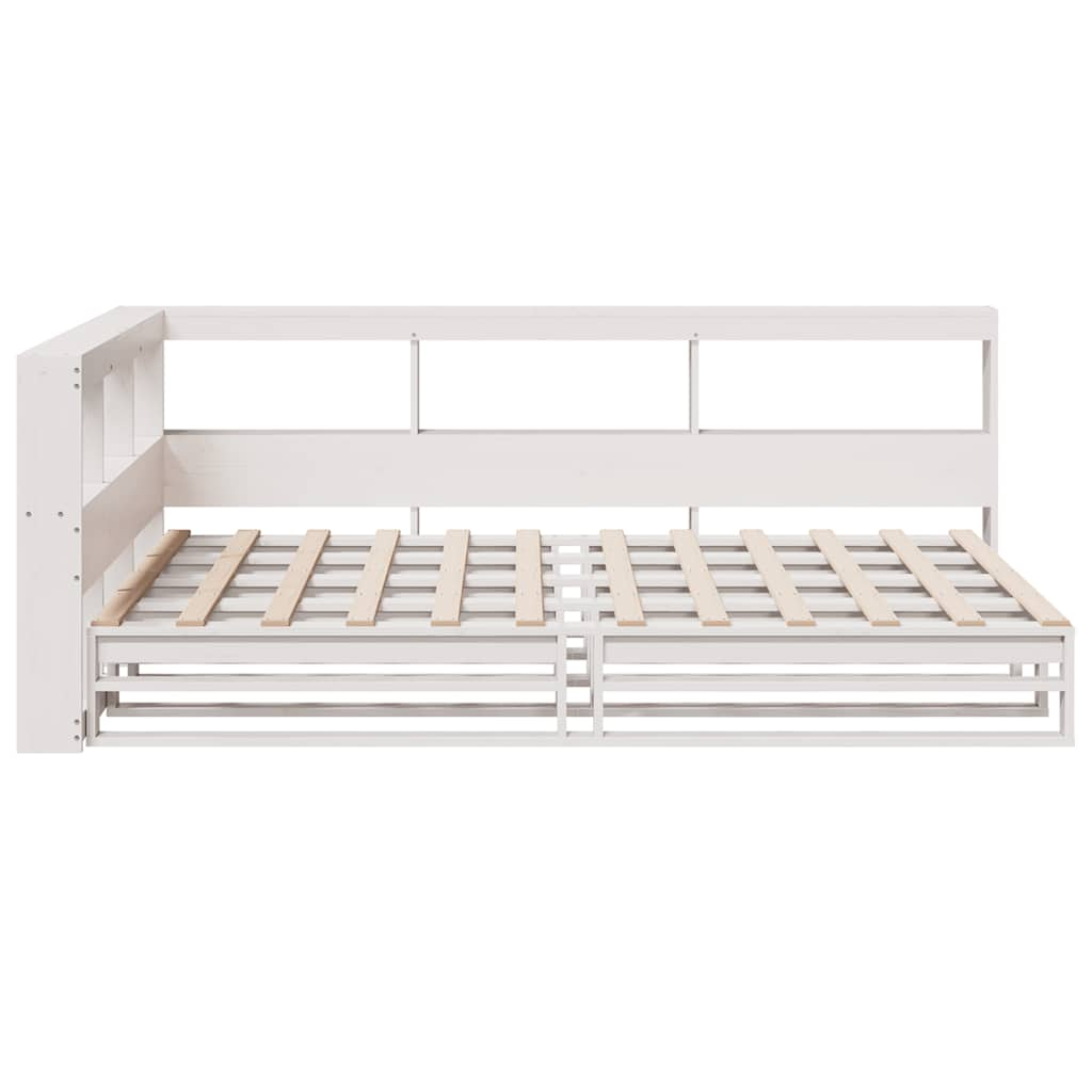 vidaXL Cama con estantería sin colchón madera maciza blanca 120x190 cm