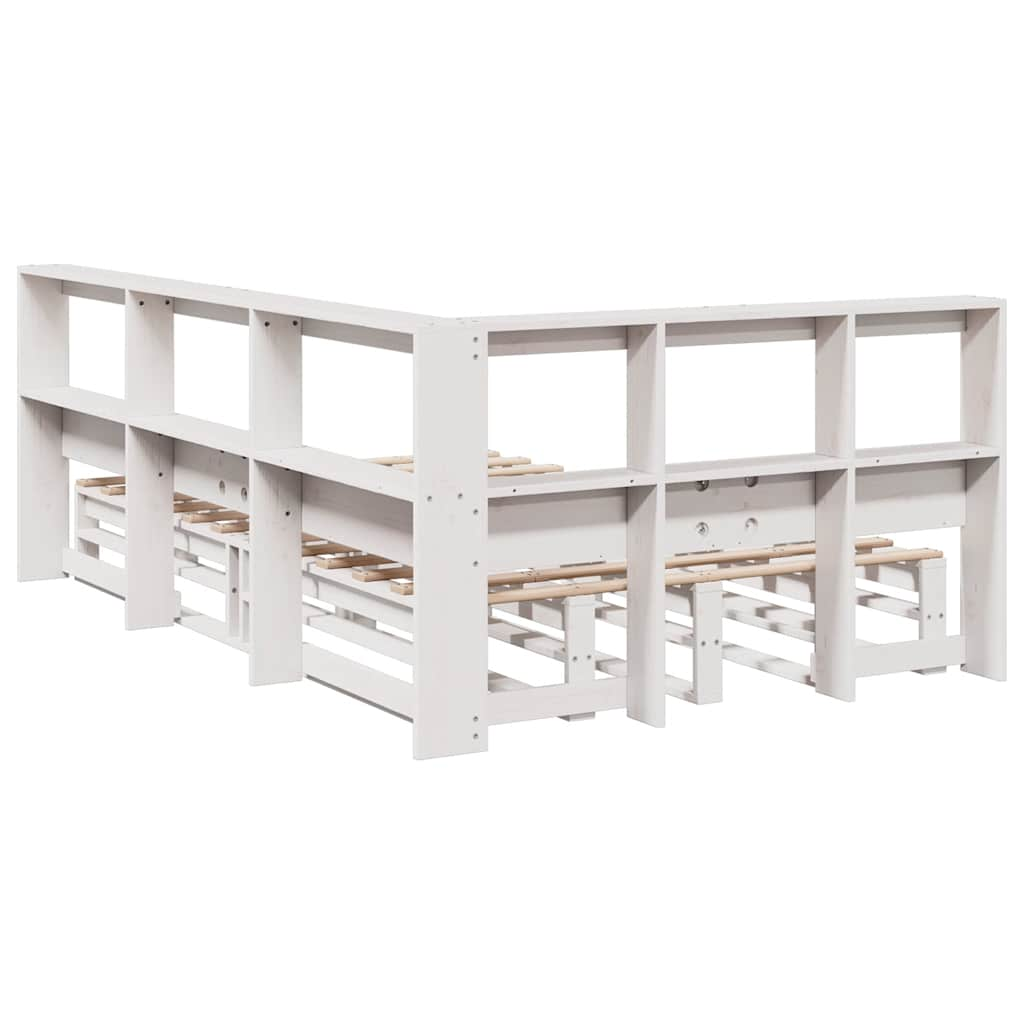 vidaXL Cama con estantería sin colchón madera maciza blanca 120x190 cm