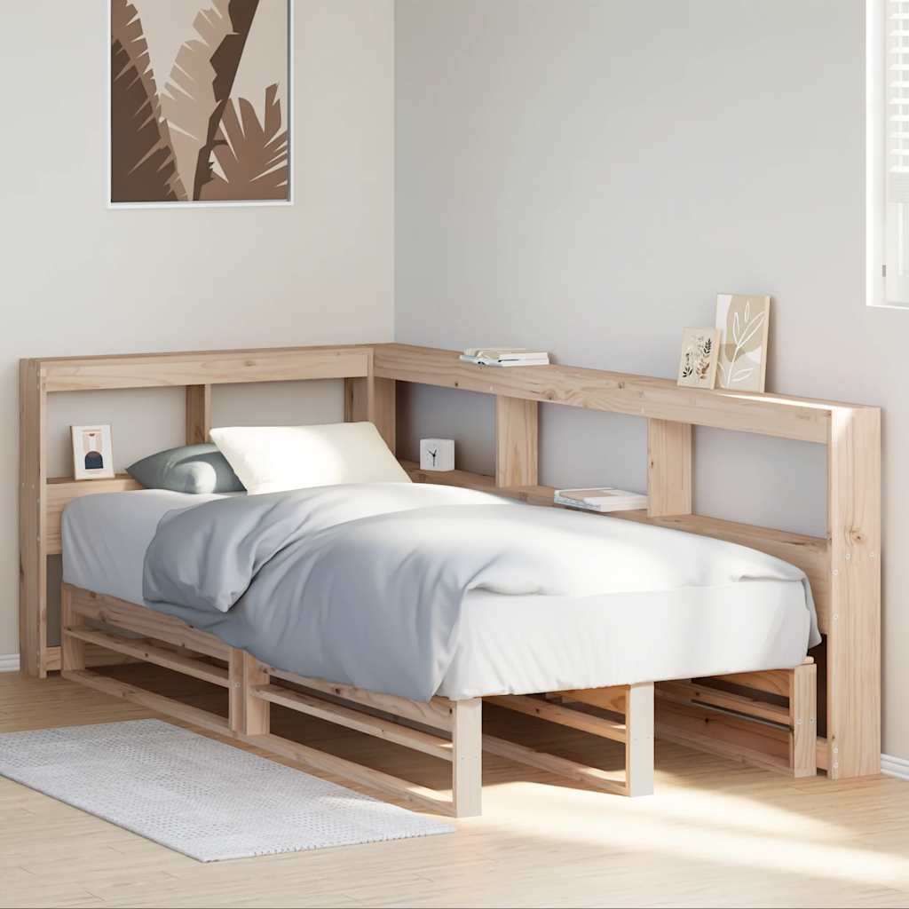 vidaXL Cama con estantería sin colchón madera maciza de pino 90x190 cm