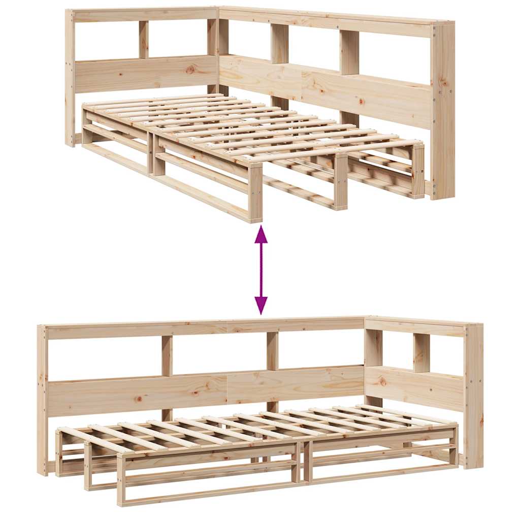 vidaXL Cama con estantería sin colchón madera maciza de pino 90x190 cm