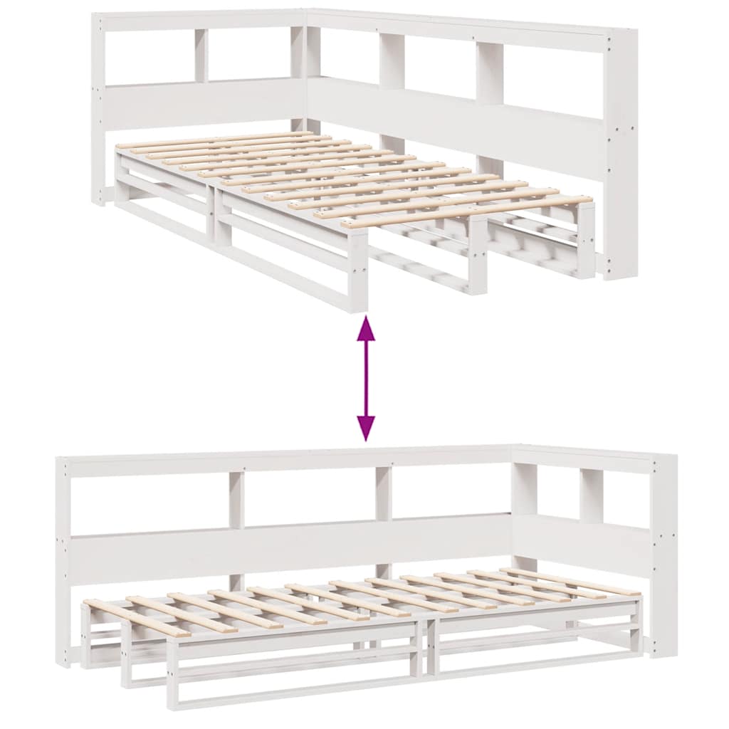 vidaXL Cama con estantería sin colchón madera maciza de pino 90x190 cm