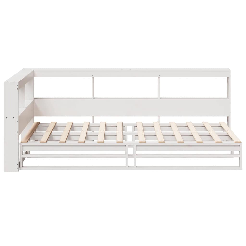 vidaXL Cama con estantería sin colchón madera maciza blanca 75x190 cm