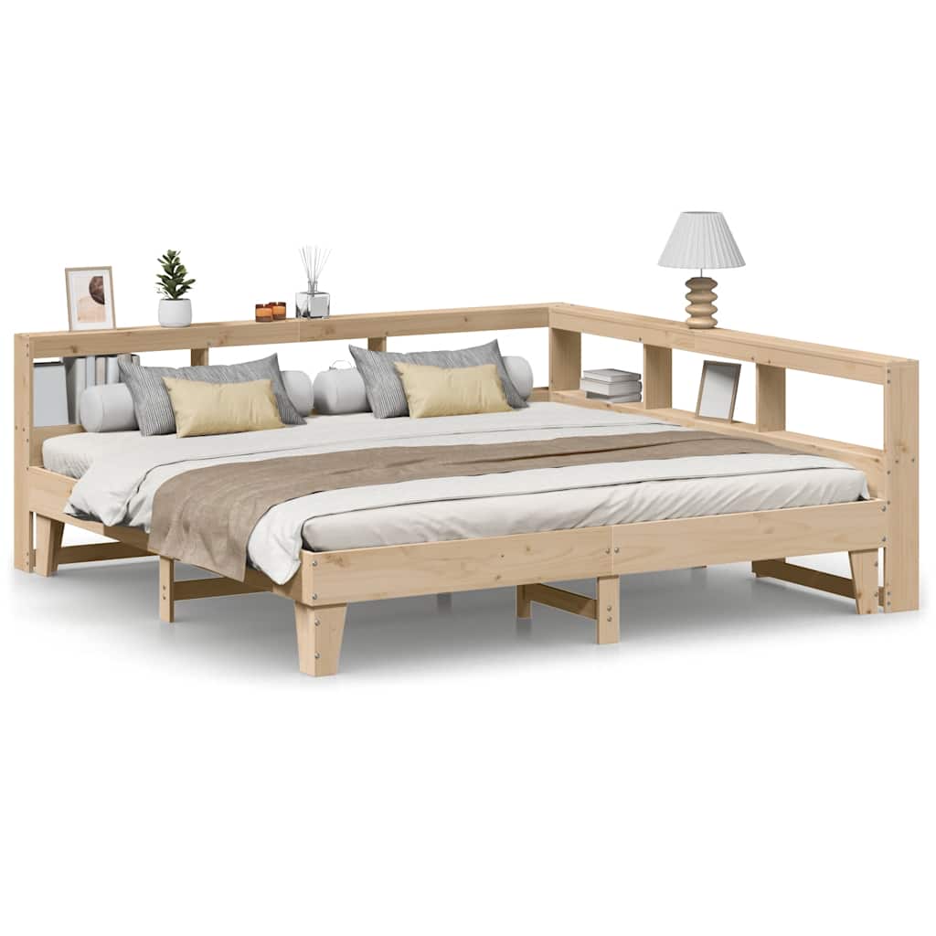 vidaXL Cama con estantería sin colchón madera maciza de pino 200x200cm