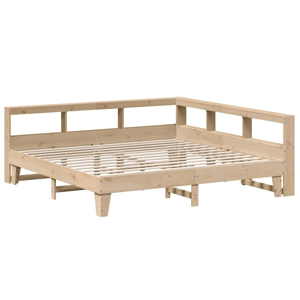 vidaXL Cama con estantería sin colchón madera maciza de pino 200x200cm