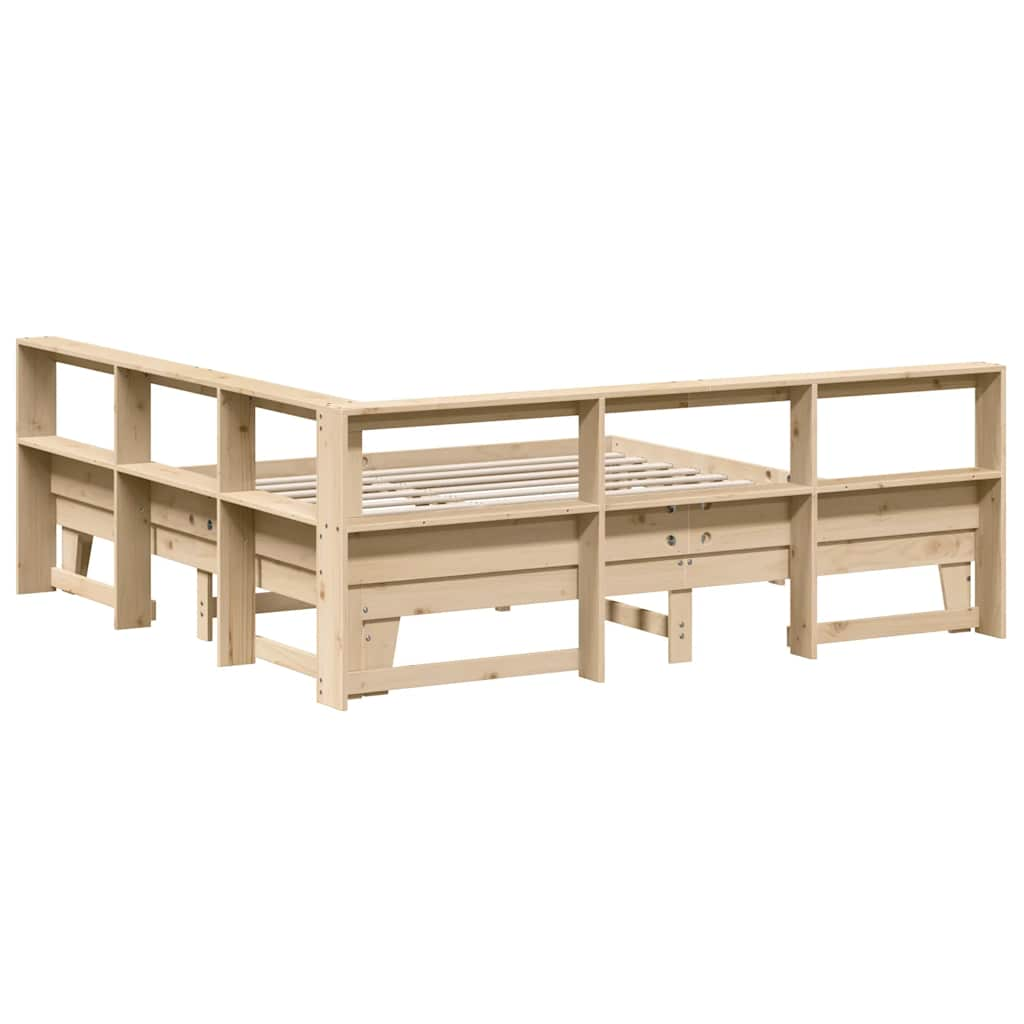 vidaXL Cama con estantería sin colchón madera maciza de pino 200x200cm