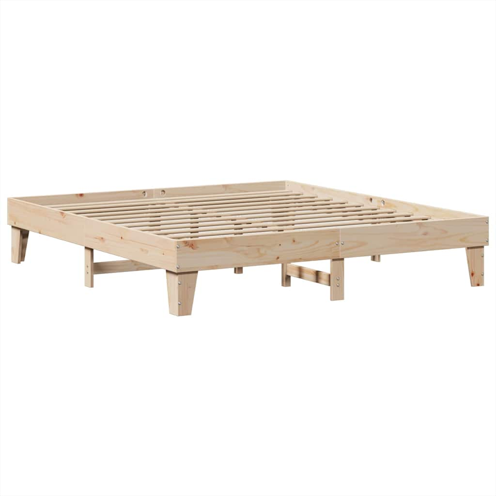 vidaXL Cama con estantería sin colchón madera maciza de pino 200x200cm