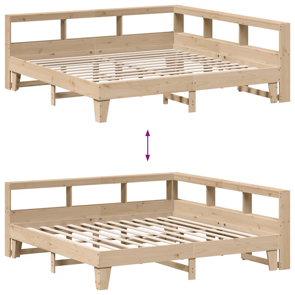 vidaXL Cama con estantería sin colchón madera maciza de pino 200x200cm