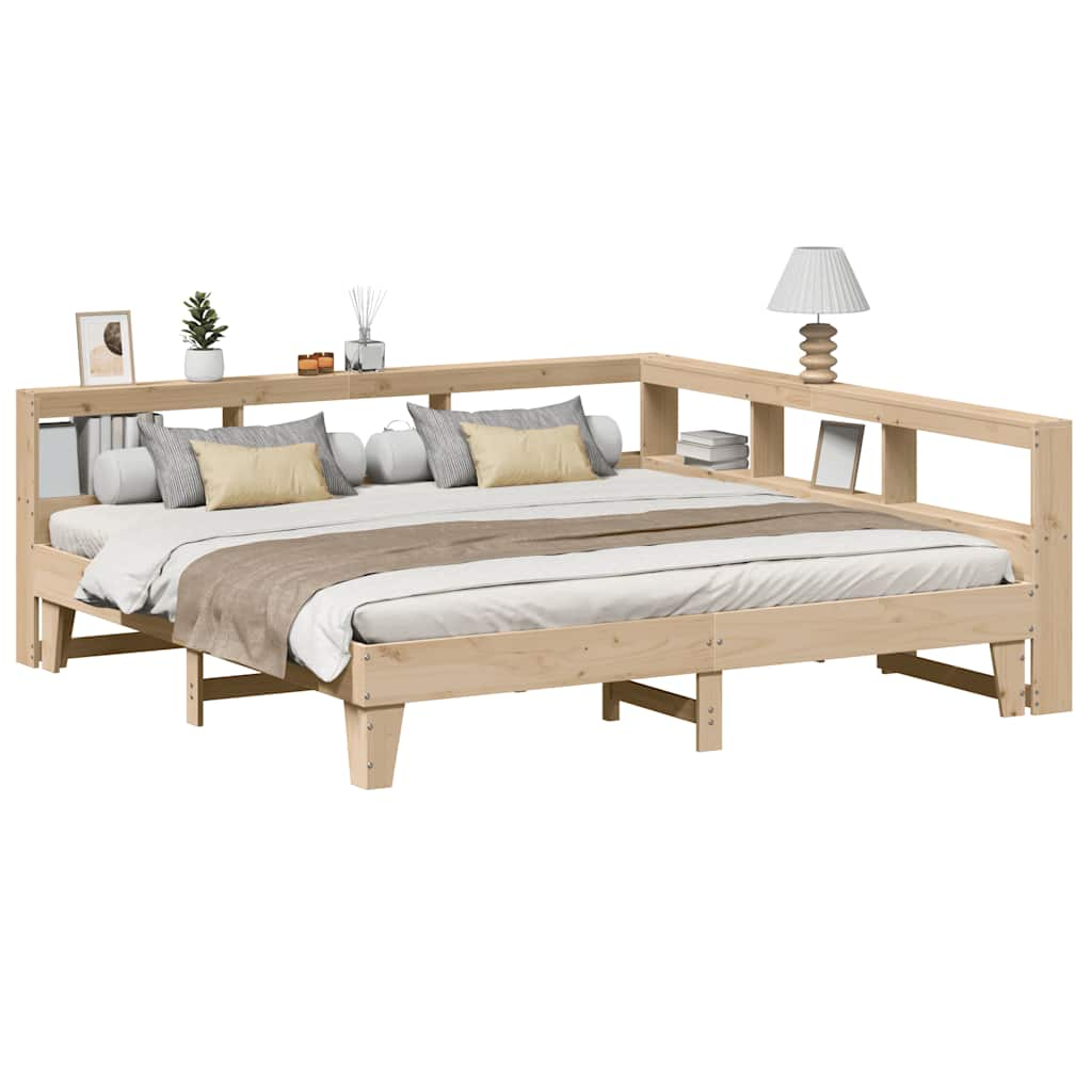 vidaXL Cama con estantería sin colchón madera maciza de pino 200x200cm