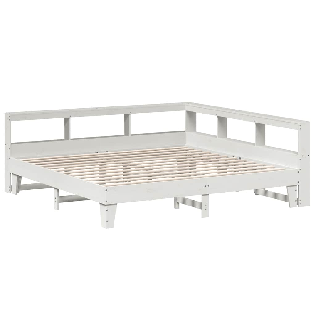 vidaXL Cama con estantería sin colchón madera maciza blanca 200x200 cm