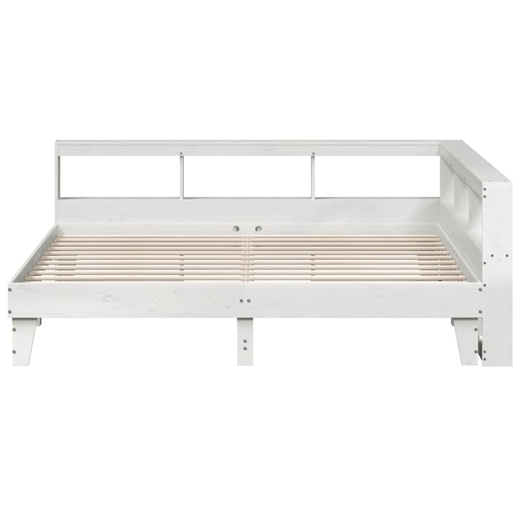 vidaXL Cama con estantería sin colchón madera maciza blanca 200x200 cm