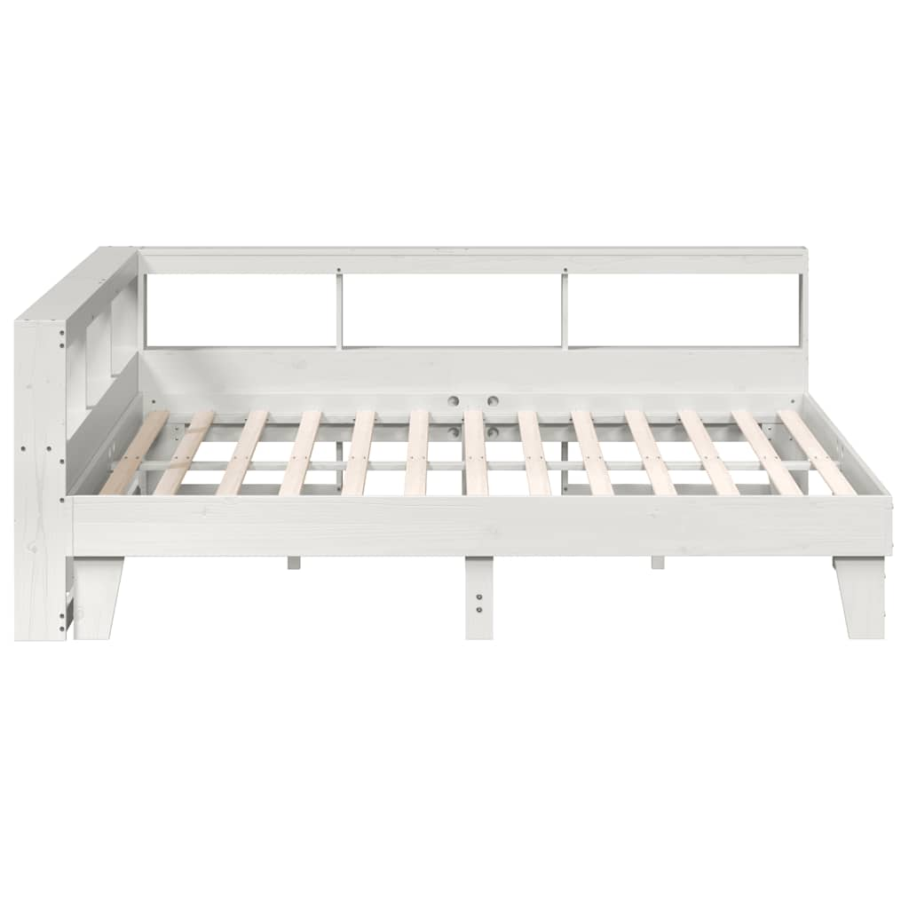 vidaXL Cama con estantería sin colchón madera maciza blanca 200x200 cm