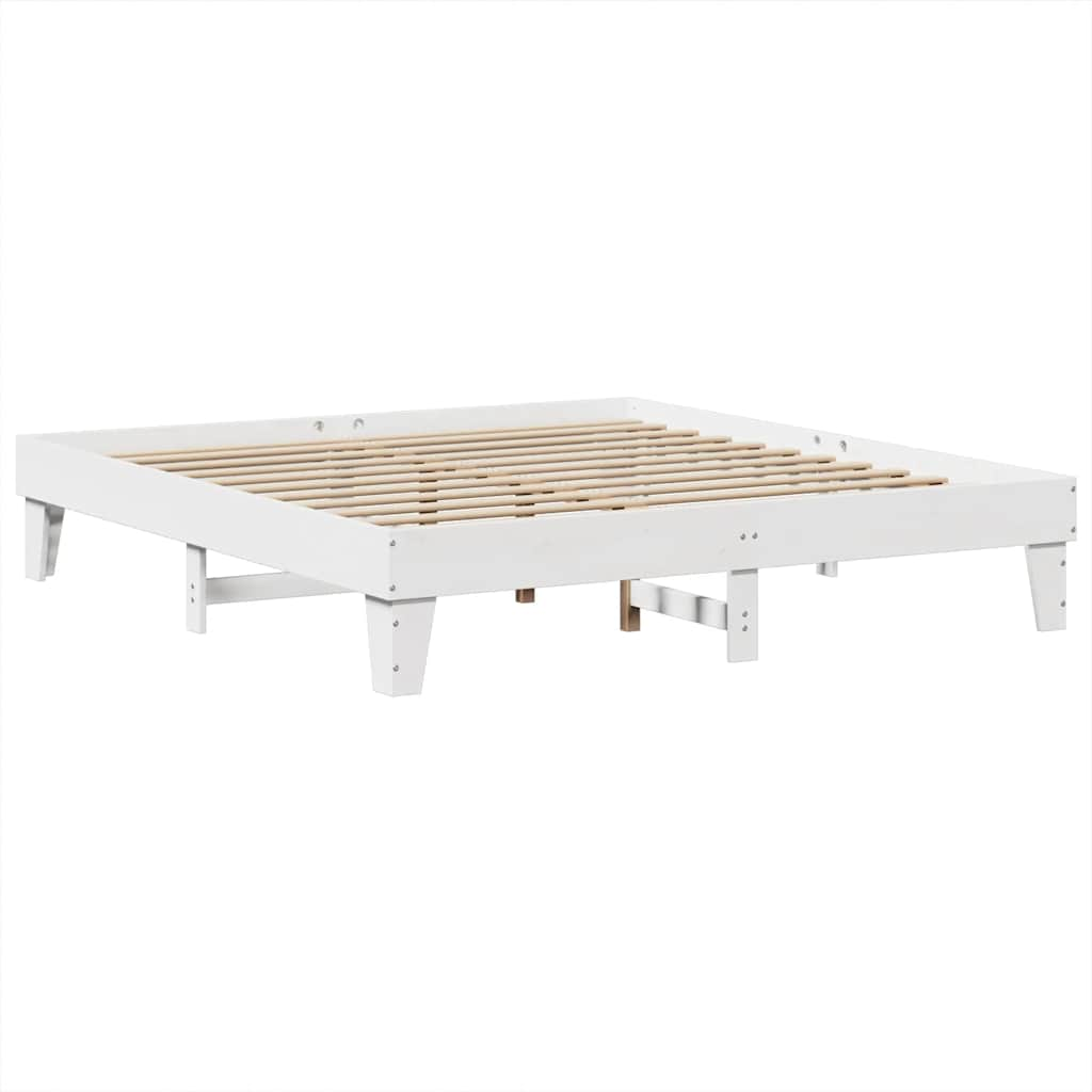 vidaXL Cama con estantería sin colchón madera maciza blanca 200x200 cm