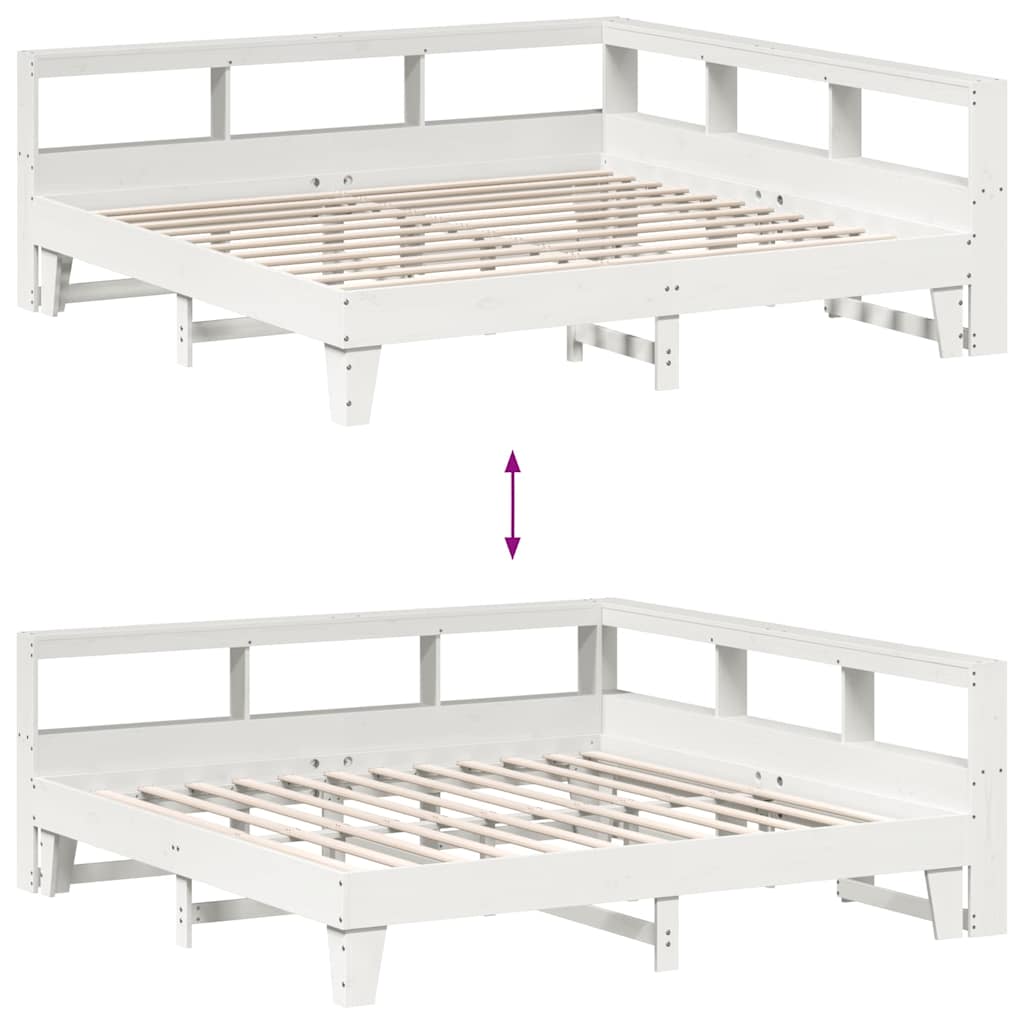 vidaXL Cama con estantería sin colchón madera maciza blanca 200x200 cm