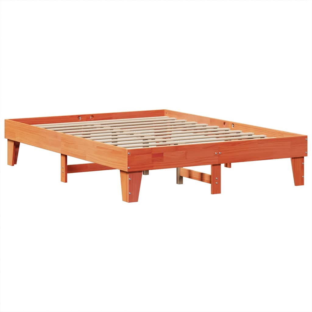 vidaXL Cama con estantería sin colchón madera maciza marrón 200x200 cm