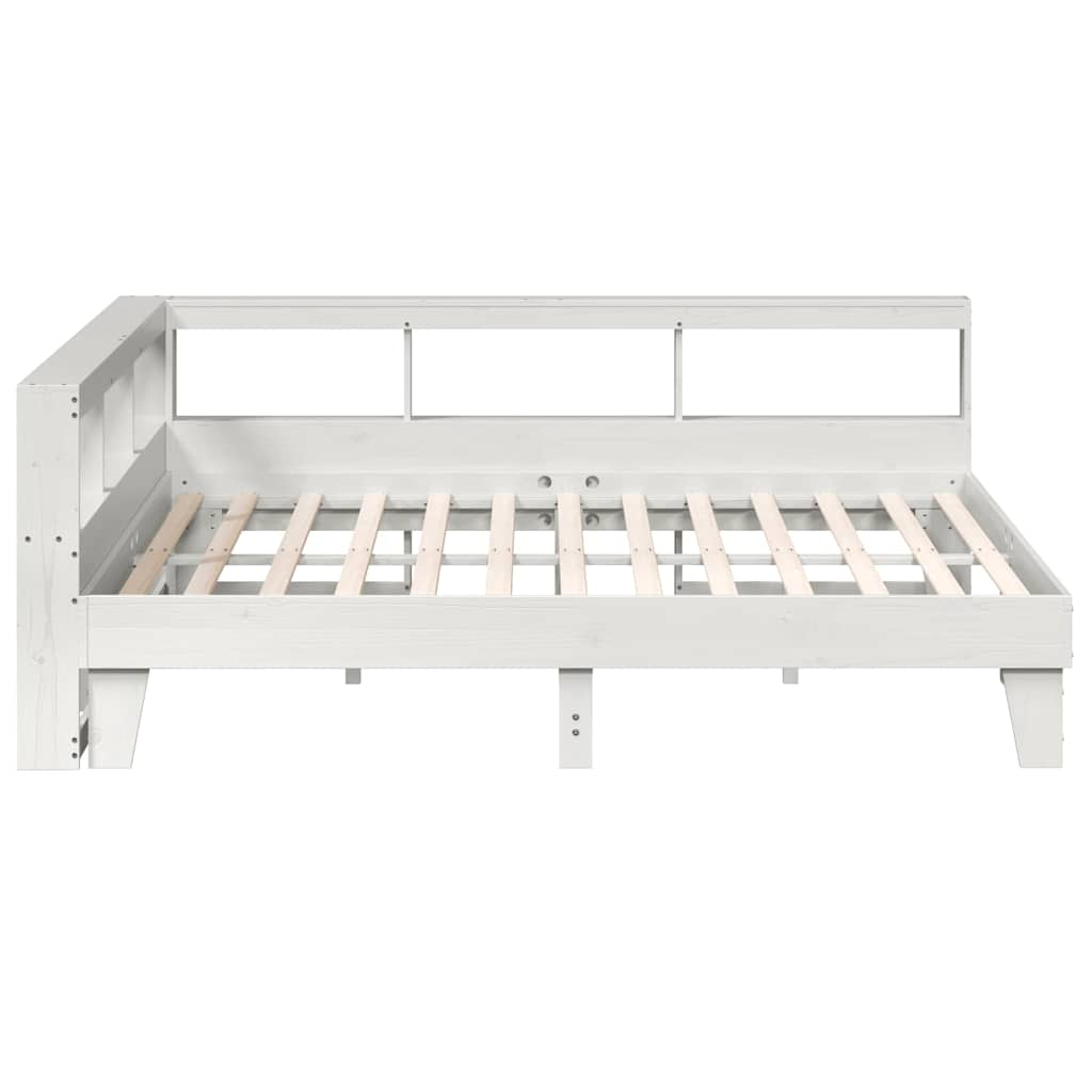 vidaXL Cama con estantería sin colchón madera maciza blanca 180x200 cm