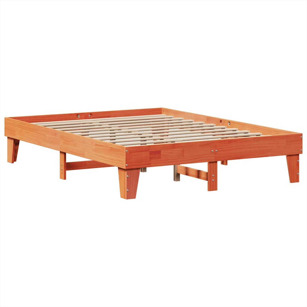 vidaXL Cama con estantería sin colchón madera maciza marrón 180x200cm