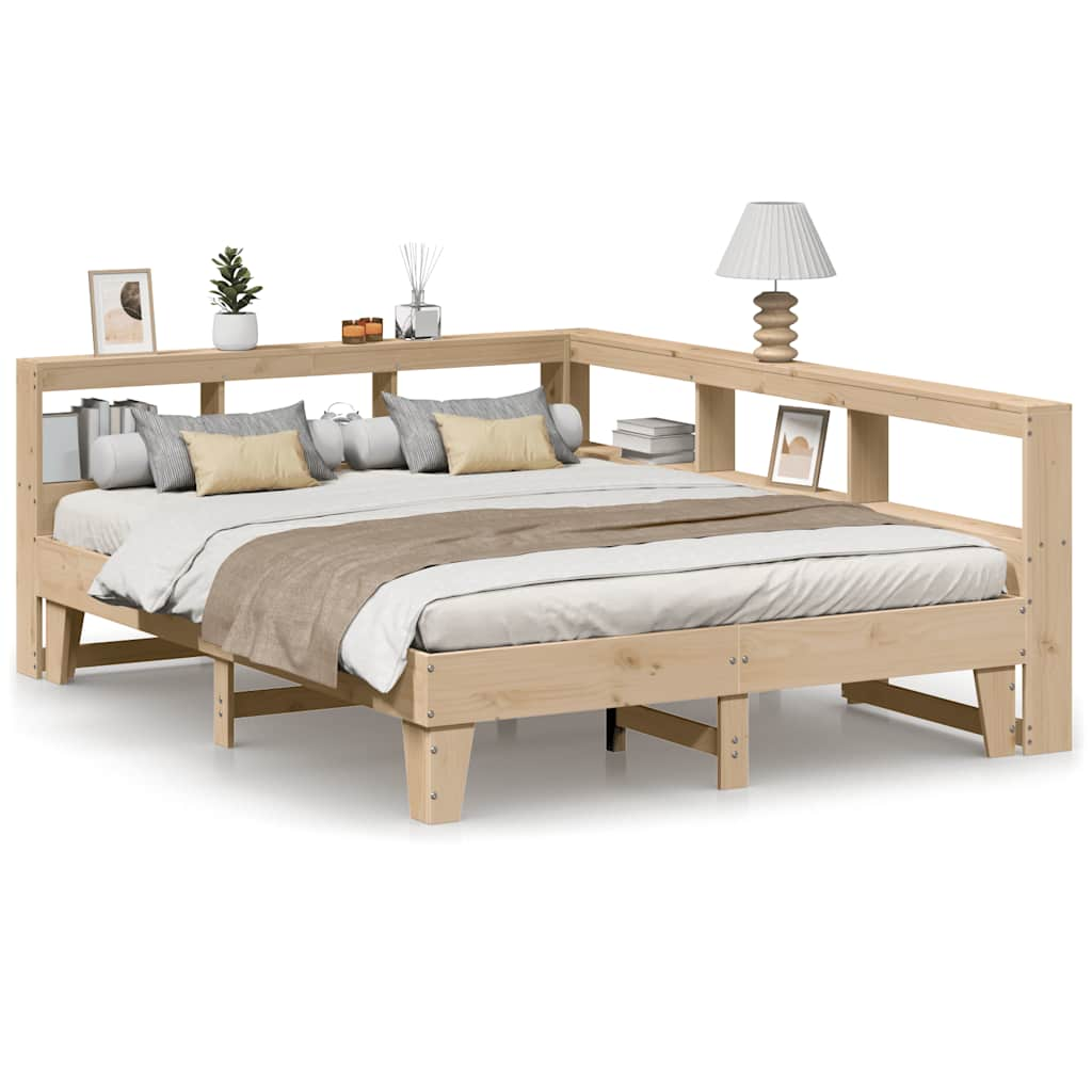 vidaXL Cama con estantería sin colchón madera maciza de pino 160x200cm