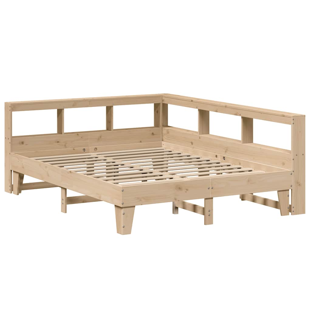 vidaXL Cama con estantería sin colchón madera maciza de pino 160x200cm