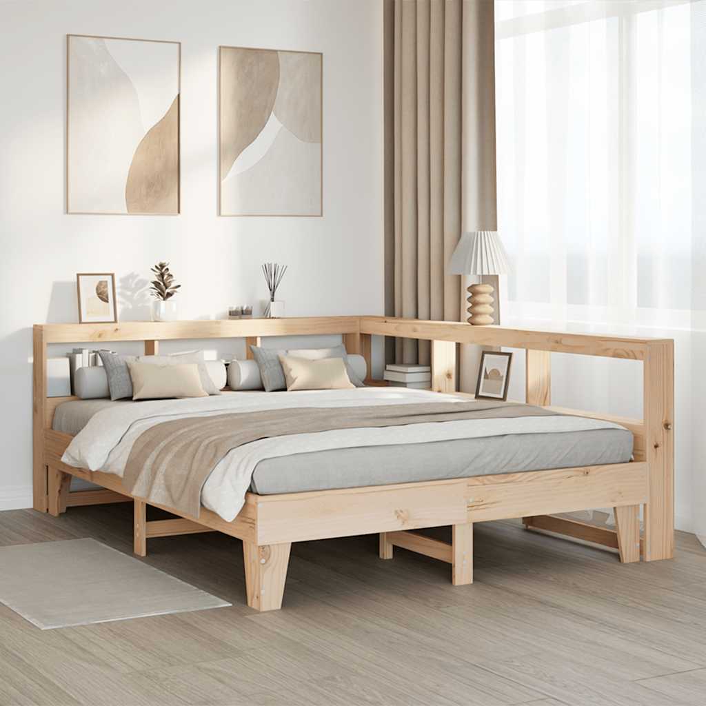 vidaXL Cama con estantería sin colchón madera maciza de pino 160x200cm