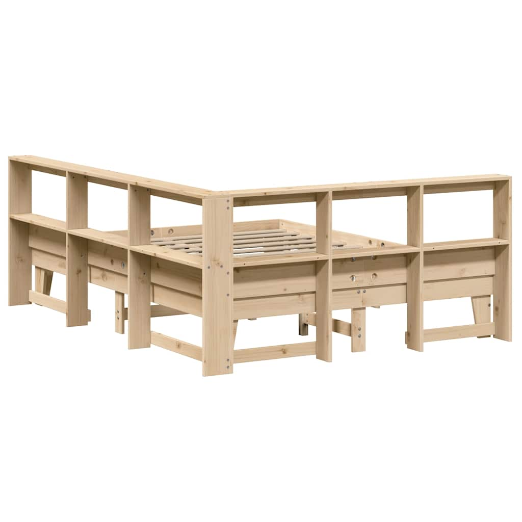 vidaXL Cama con estantería sin colchón madera maciza de pino 160x200cm