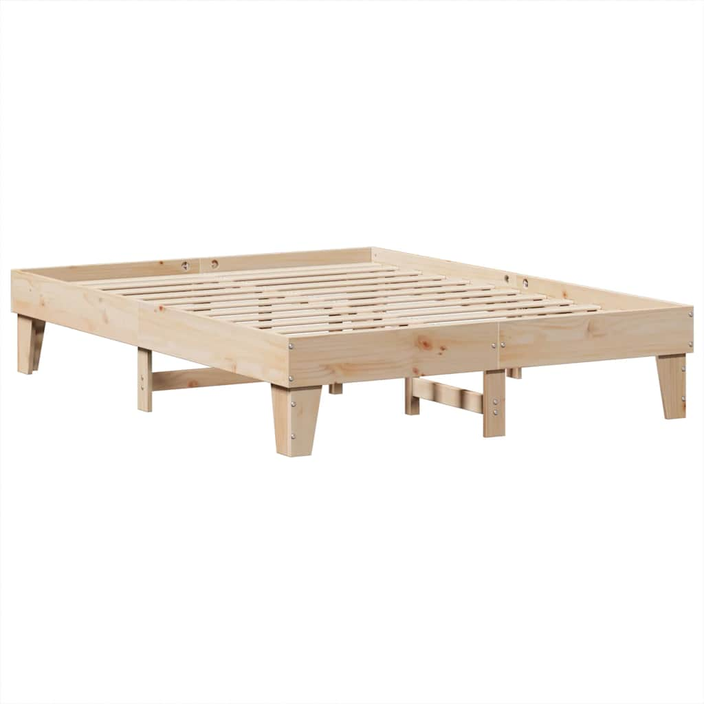 vidaXL Cama con estantería sin colchón madera maciza de pino 160x200cm