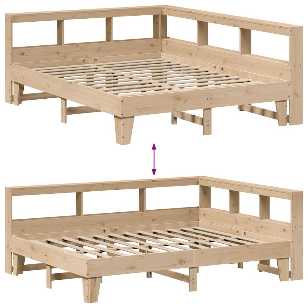 vidaXL Cama con estantería sin colchón madera maciza de pino 160x200cm