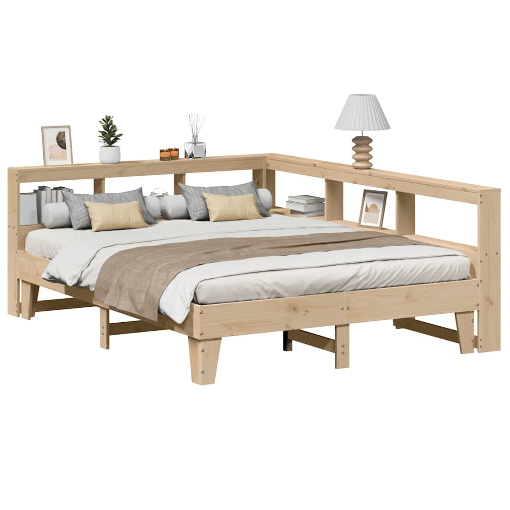 vidaXL Cama con estantería sin colchón madera maciza de pino 160x200cm