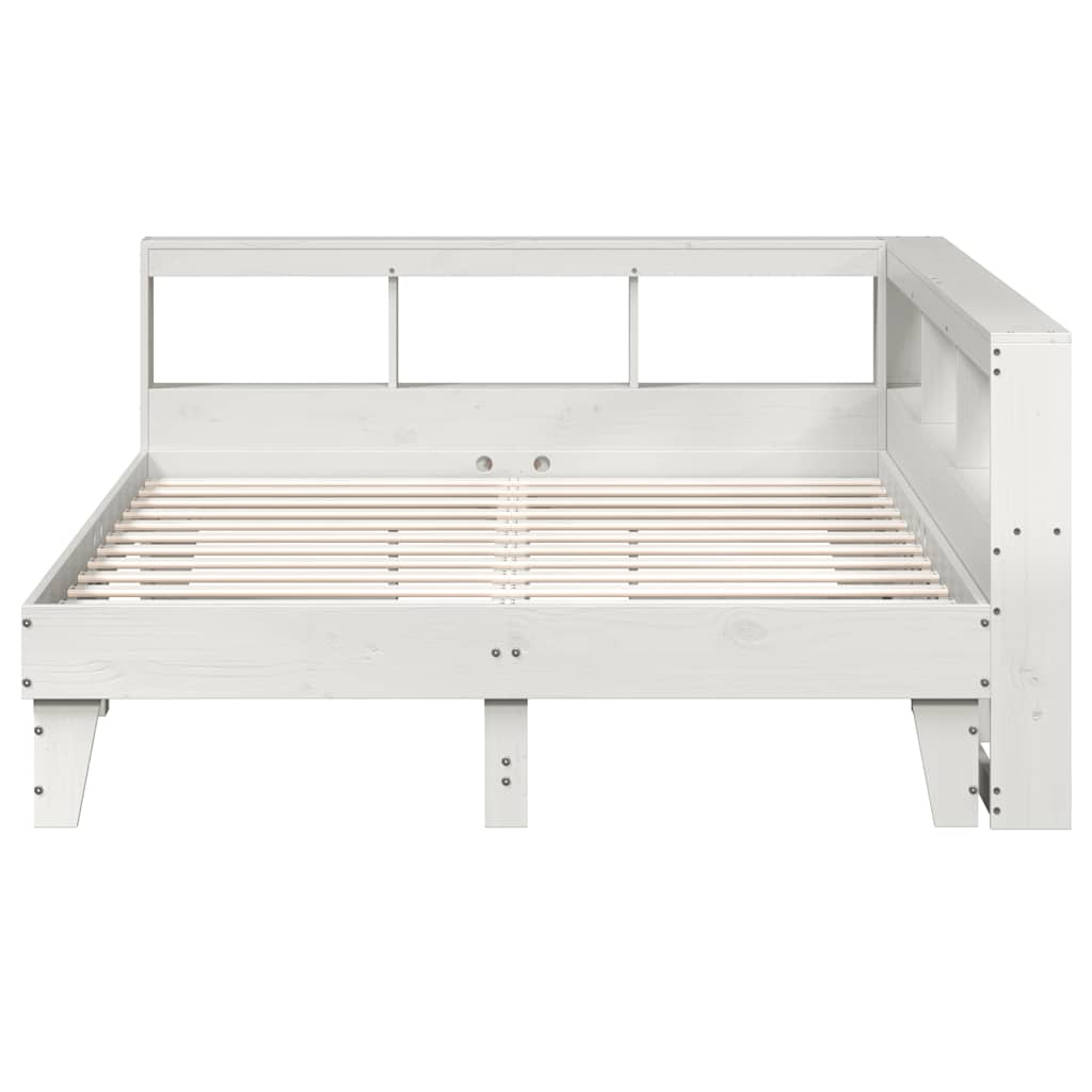 vidaXL Cama con estantería sin colchón madera maciza blanca 160x200 cm