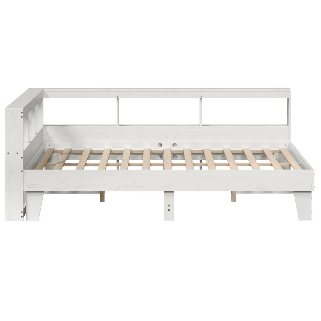 vidaXL Cama con estantería sin colchón madera maciza blanca 160x200 cm