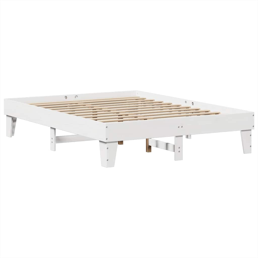 vidaXL Cama con estantería sin colchón madera maciza blanca 160x200 cm