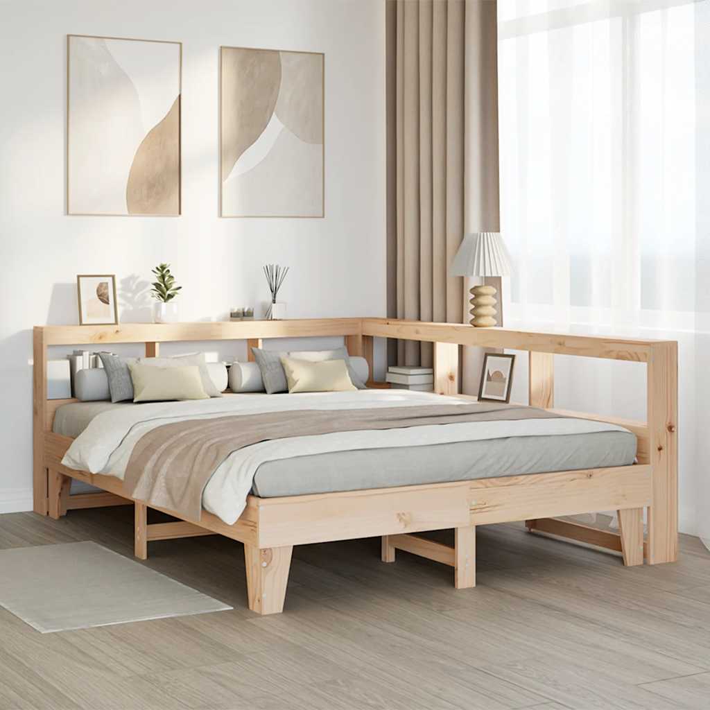 vidaXL Cama con estantería sin colchón madera maciza de pino 150x200cm