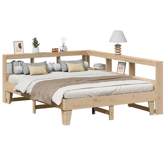 vidaXL Cama con estantería sin colchón madera maciza de pino 150x200cm