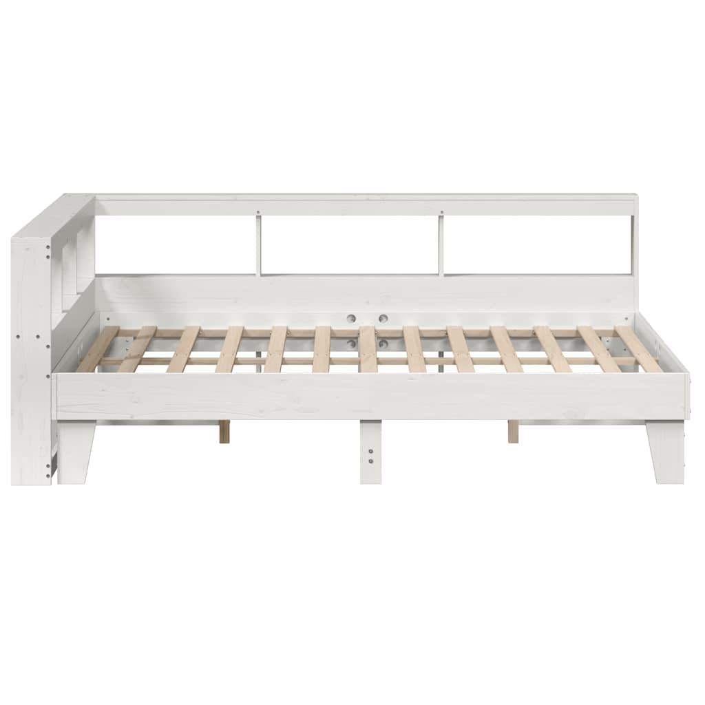 vidaXL Cama con estantería sin colchón madera maciza blanca 150x200 cm