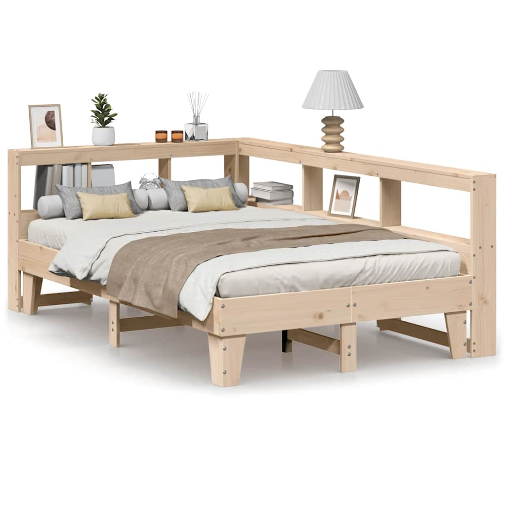 vidaXL Cama con estantería sin colchón madera maciza de pino 120x200cm