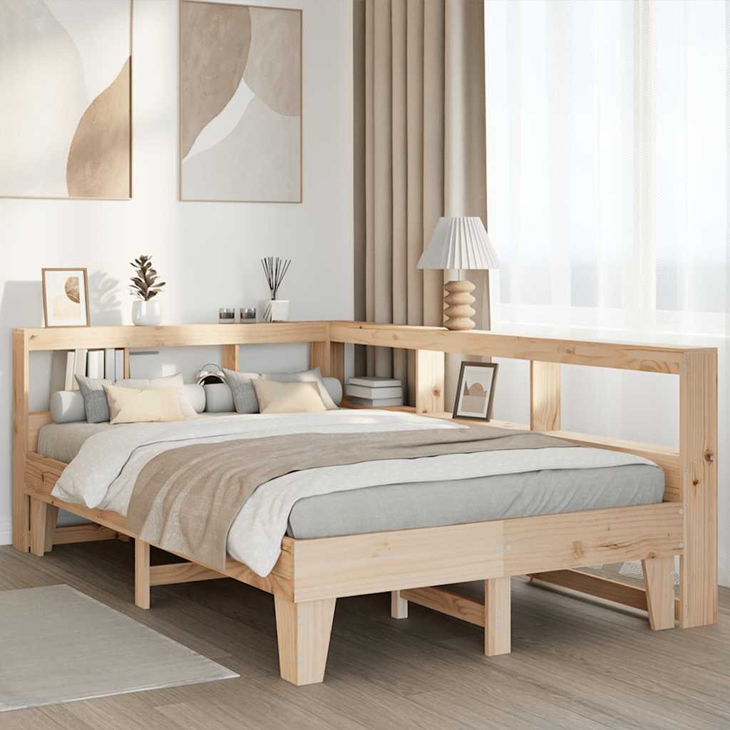 vidaXL Cama con estantería sin colchón madera maciza de pino 120x200cm